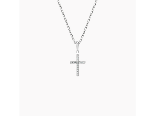 Silver Cross Diamond Pendant (1/15 ctw)