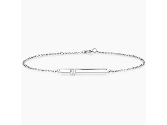 Diamond Sparkle Silver Bar Bracelet Contemporary Elegance