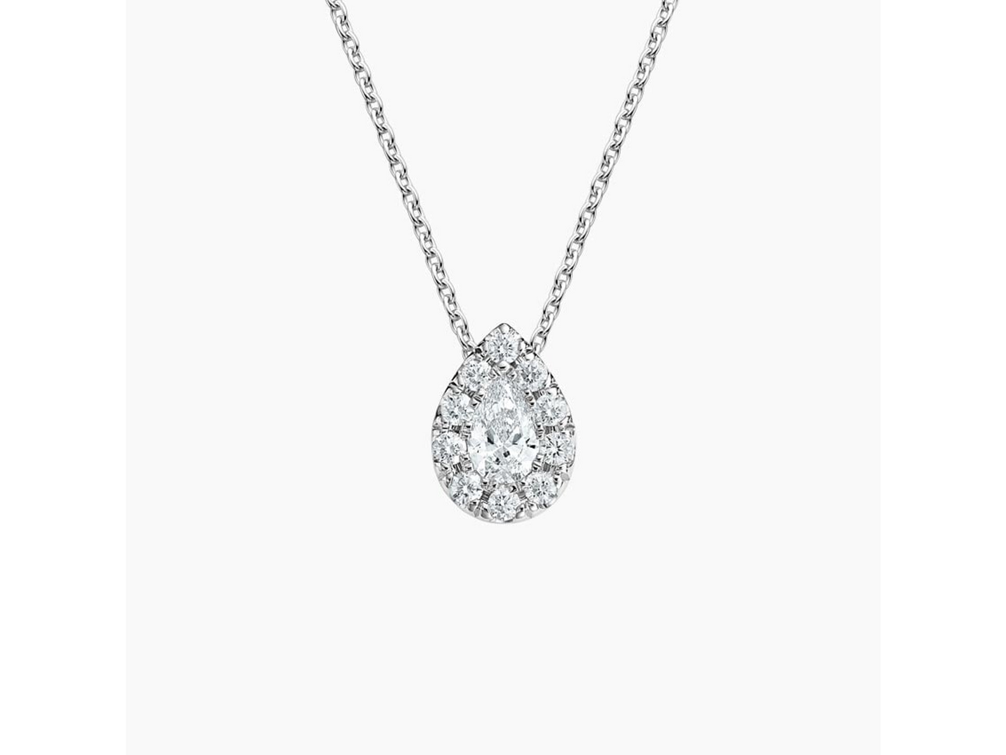 Glistening Aura 18K White Gold Pear Lab Grown Diamond Halo Pendant 5/8 ctw
