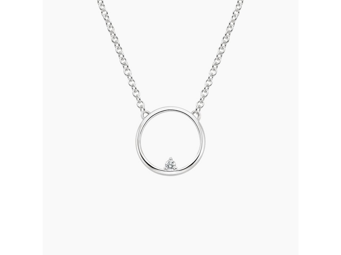 Elegant Unity Silver Diamond Hoop Pendant