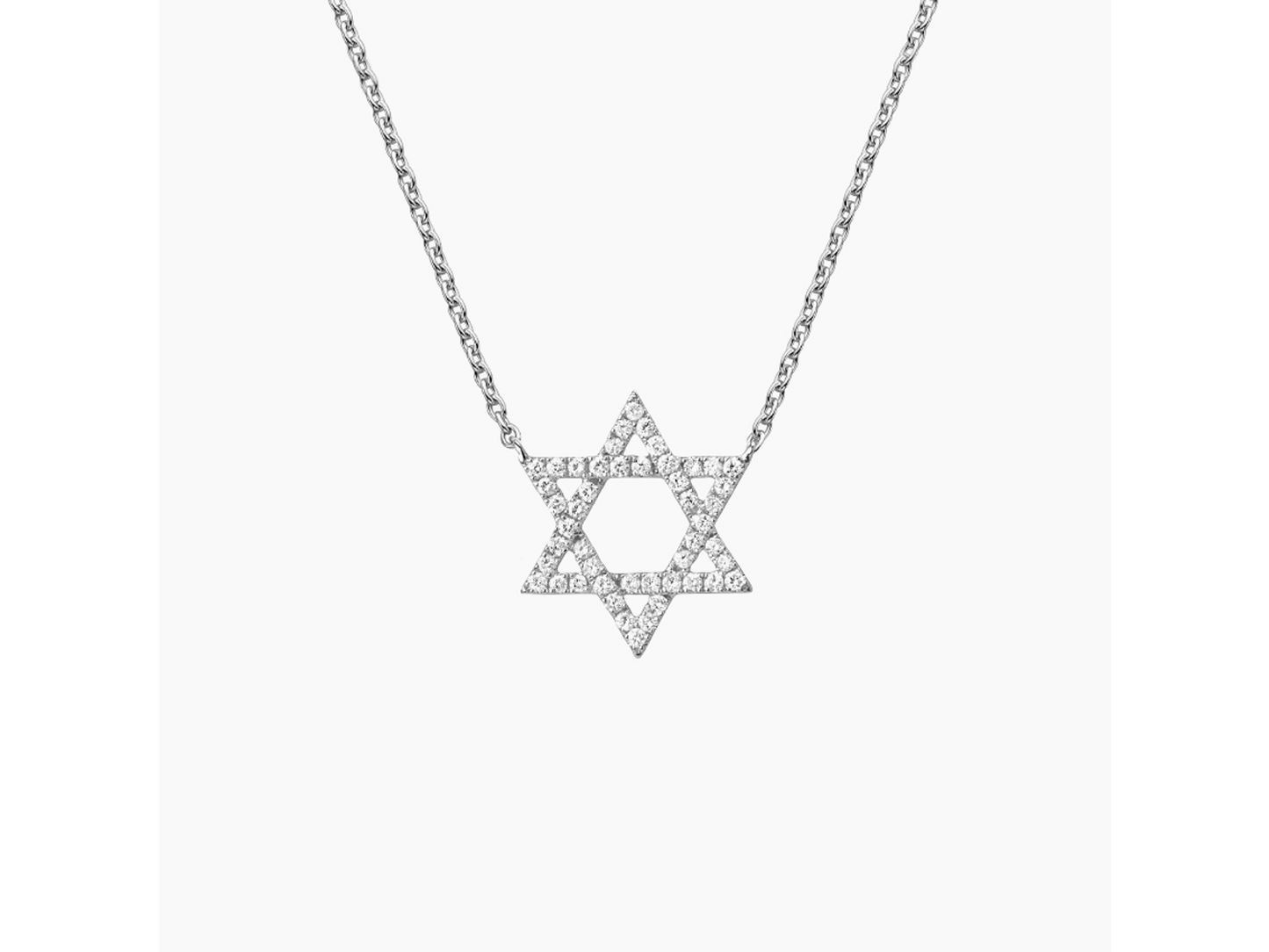 Shining Symbol Silver Star of David Diamond Pendant