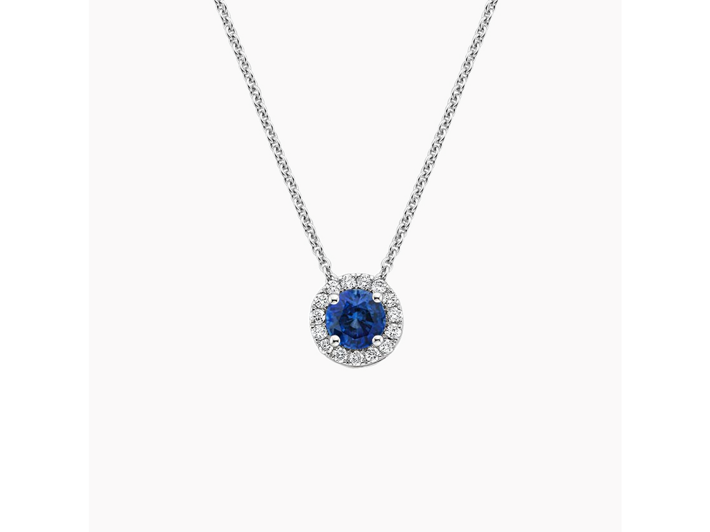 Sapphire Halo Diamond Pendant 1/8 ctw