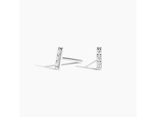 Sleek Sparkle Pavé Bar Diamond Earrings in Silver