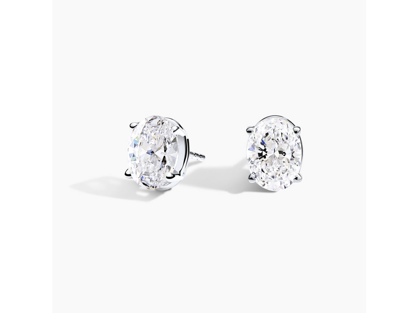 Timeless Elegance 18K White Gold Oval Lab Grown Diamond Stud Earrings 2 ctw