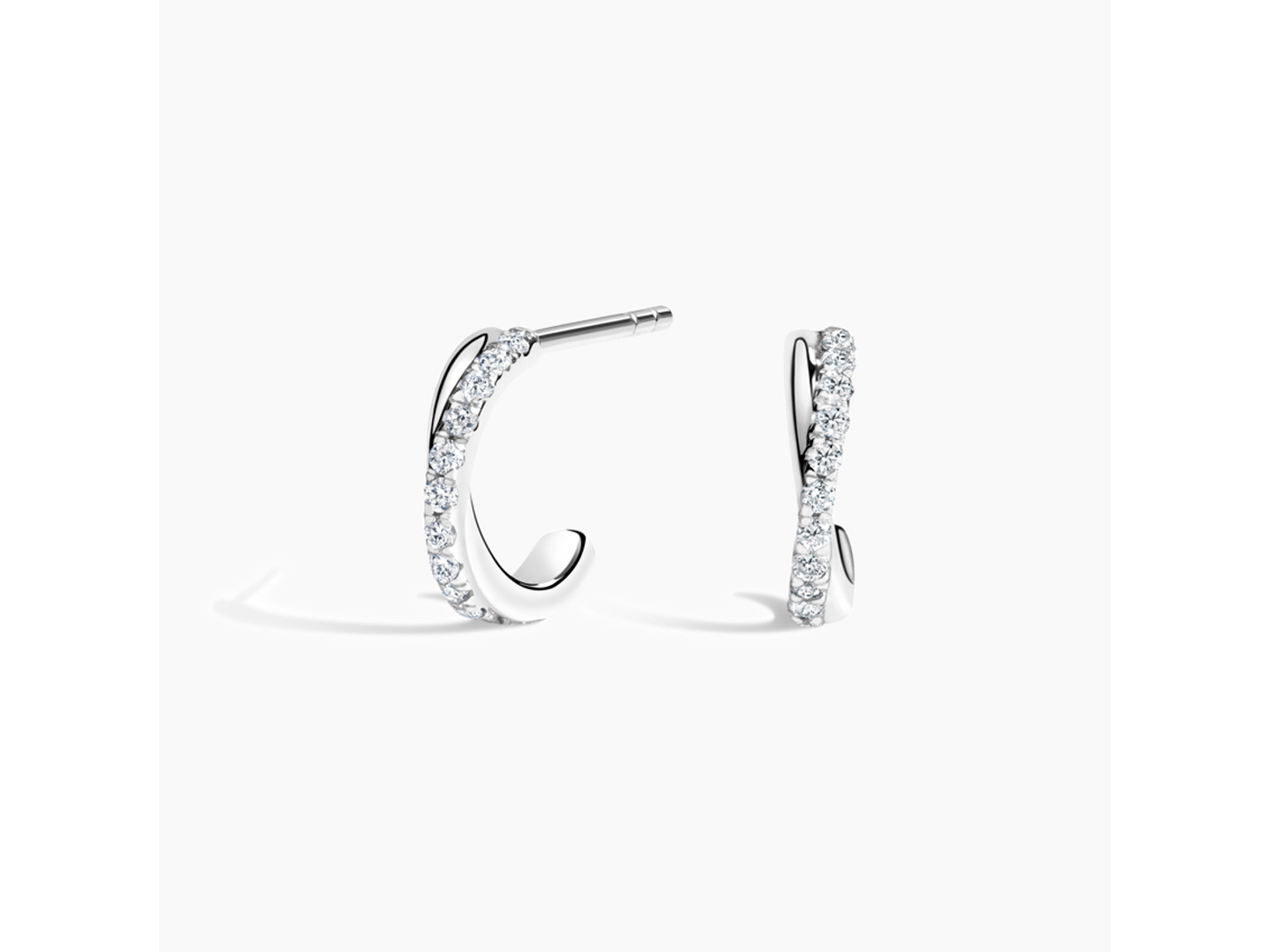 Chamise Sparkle Silver Diamond Huggie Earrings 1/8 ctw