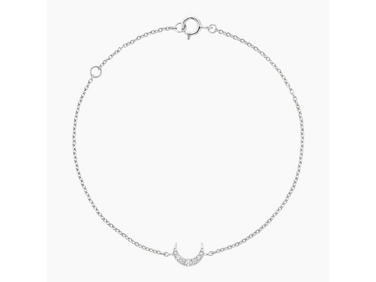 Lunar Brilliance Adjustable Diamond Crescent Bracelet