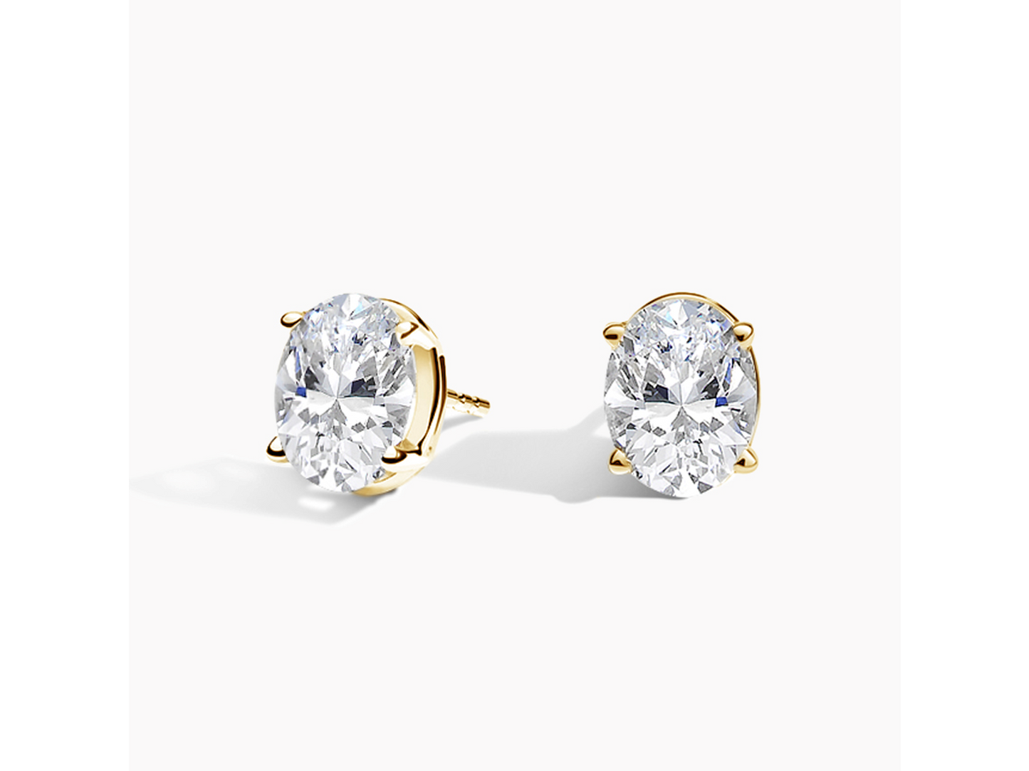 Gleaming Radiance 18K Yellow Gold Oval Lab Grown Diamond Stud Earrings 2 ctw