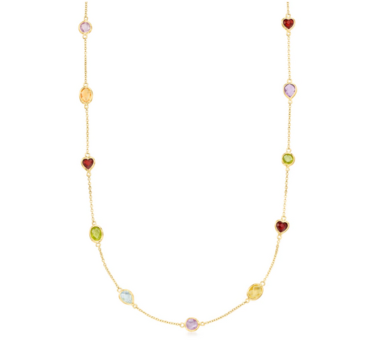 8.85 ctw Bezel-Set Multi-Gemstone Necklace in Sterling Silver