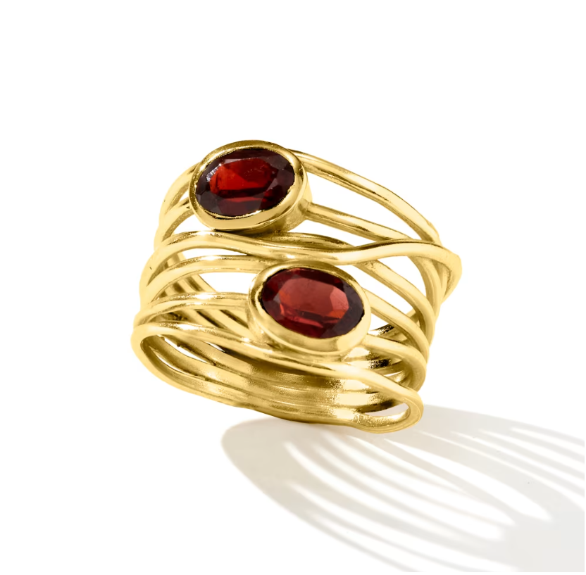1.60 ctw Garnet Highway Ring in 18kt Gold Over Sterling