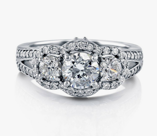 3-Stone Round CZ Split Shank Ring in Sterling Silver