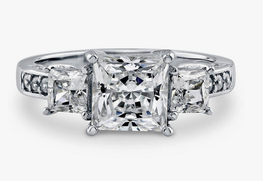 3-Stone Princess CZ Ring in Sterling Silver