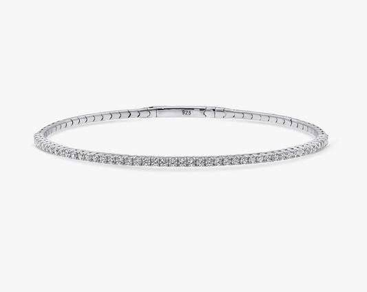 Flexible CZ Bangle in Sterling Silver
