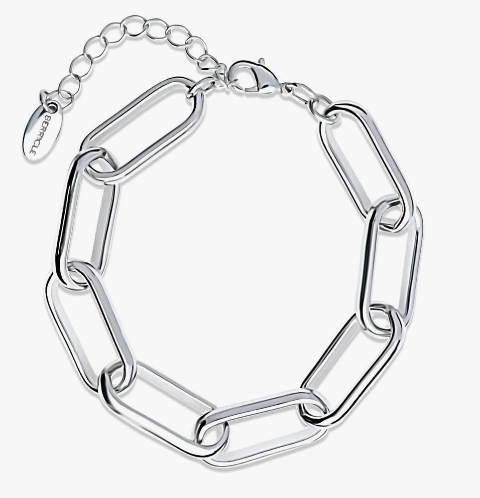 Paperclip Statement Link Bracelet in Silver-Tone