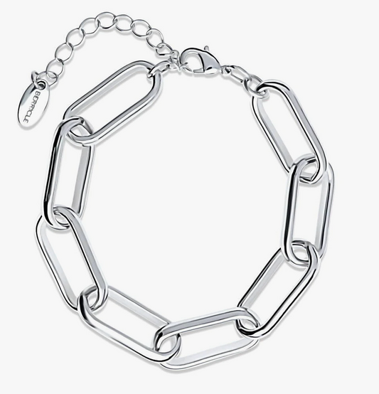 Paperclip Statement Link Bracelet in Silver-Tone