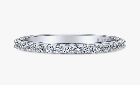 Pave Set CZ Half Eternity Ring in Sterling Silver