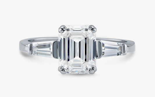 3-Stone Emerald Cut CZ Ring in Sterling Silver