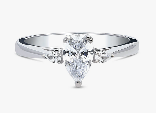 3-Stone Pear CZ Ring in Sterling Silver