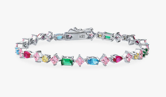 Cluster CZ Statement Tennis Bracelet in Sterling Silver