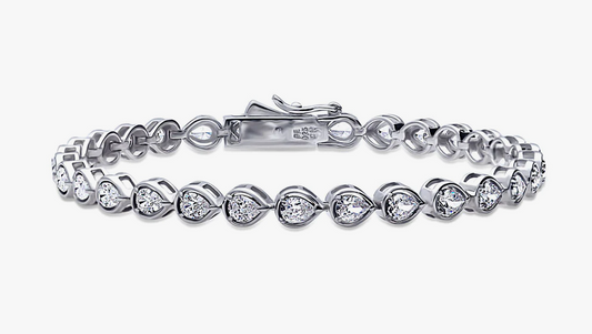East-West Pear CZ Statement Tennis Bracelet in Sterling Silver