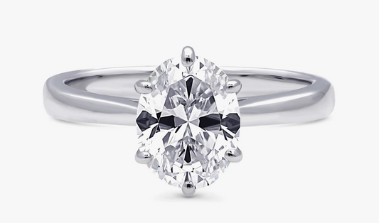 Solitaire 1.8ct Oval CZ Ring in Sterling Silver