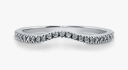 Wishbone Micro Pave Set CZ Curved Half Eternity Ring in Sterling Silver