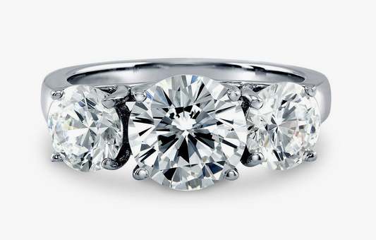 3-Stone Round CZ Ring in Sterling Silver