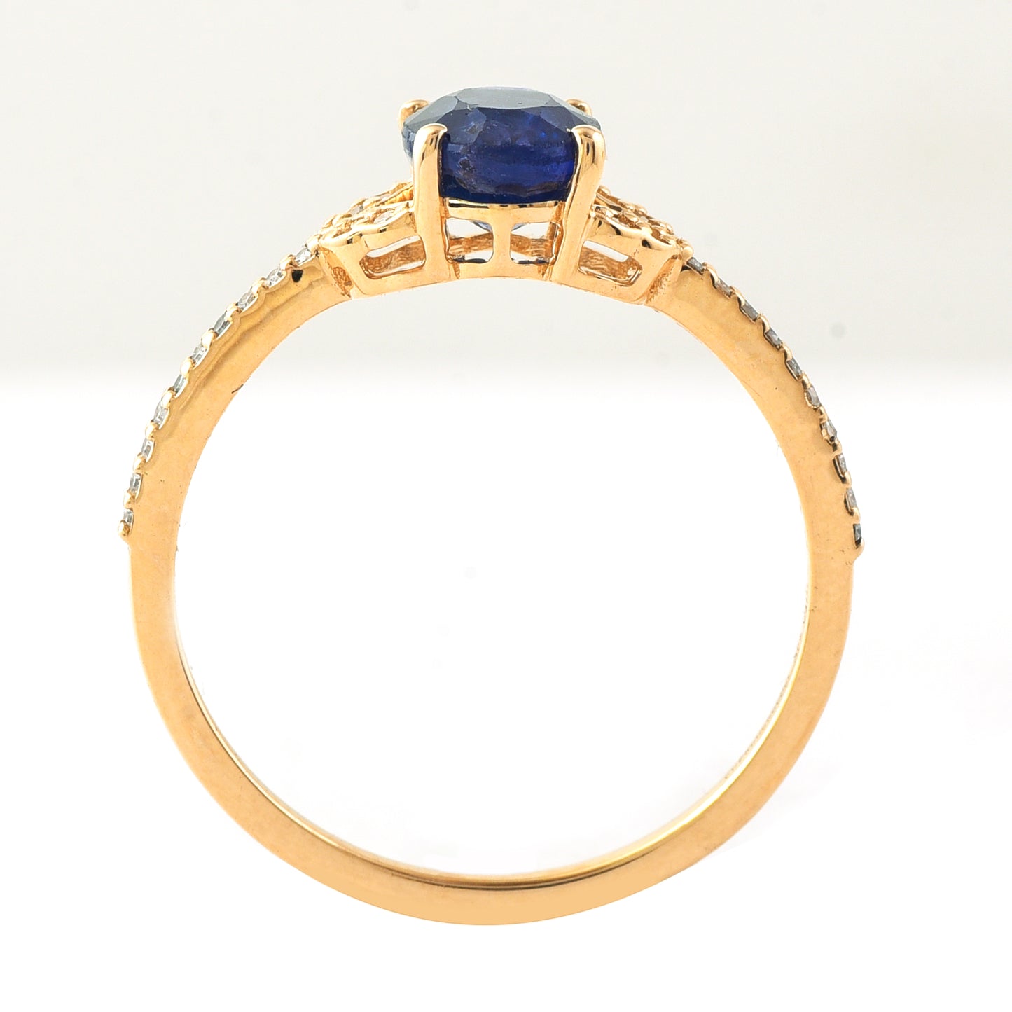 1.40 Ct Oval Mixed Cut Natural Sapphire 14K Gold Ring