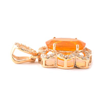 1.83 Ct Oval Mixed Cut Natural Fire Opal 14K Gold Pendant
