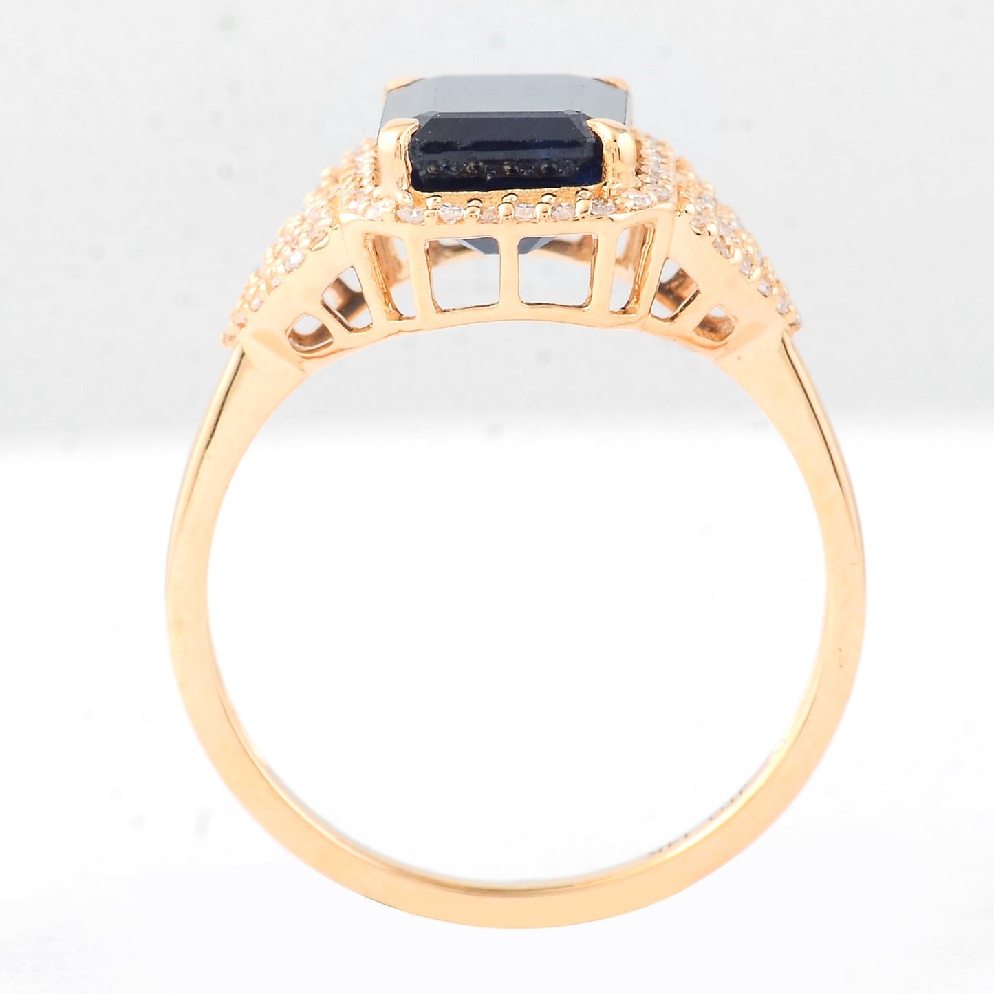 3.36 Ct Octagon Step Cut Natural Sapphire 14K Gold Ring