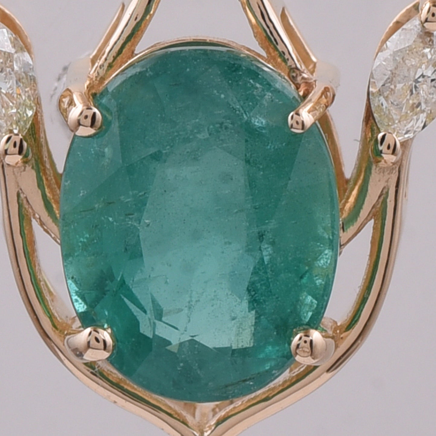 2.44 Ct Oval Natural Emerald 14K Gold Pendant