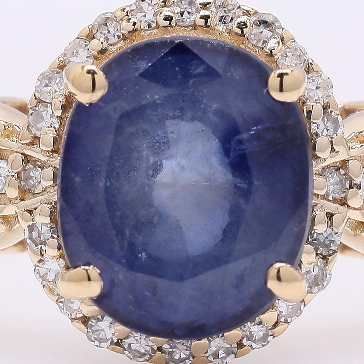 2.58 Ct Oval Mixed Cut Natural Sapphire 14K Gold Ring