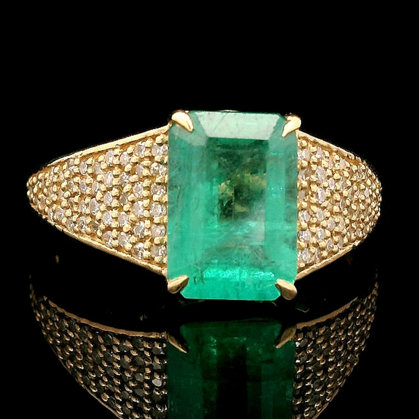 2.40 Ct Octagon Step Cut Natural Emerald 14K Gold Ring