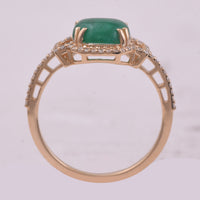 2.15 Ct Round Cabochon Cut Natural Emerald 14K Gold Ring