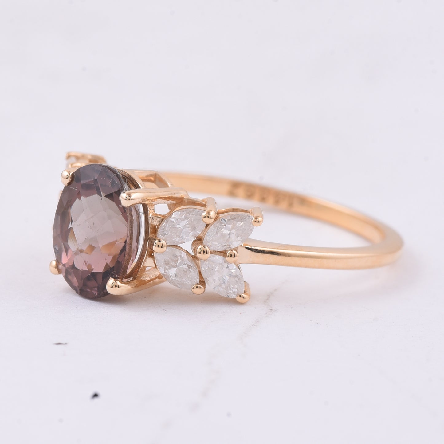 1.91 Ct Oval Natural Pink Tourmaline 14K Gold Ring
