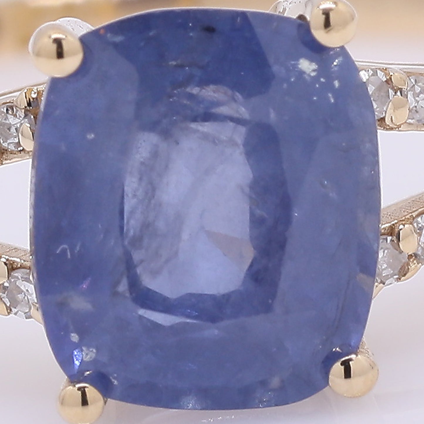 1.92 Ct Cushion Mixed Cut Natural Sapphire 14K Gold Ring