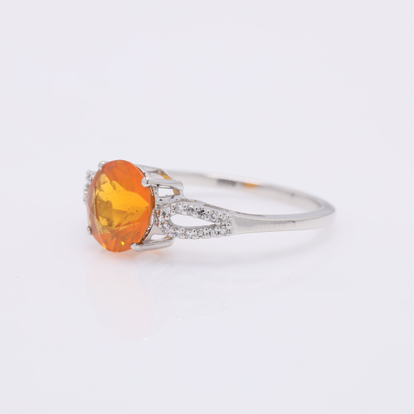 1.36 Ct Round Mixed Cut Natural Fire Opal 950 Platinum Ring