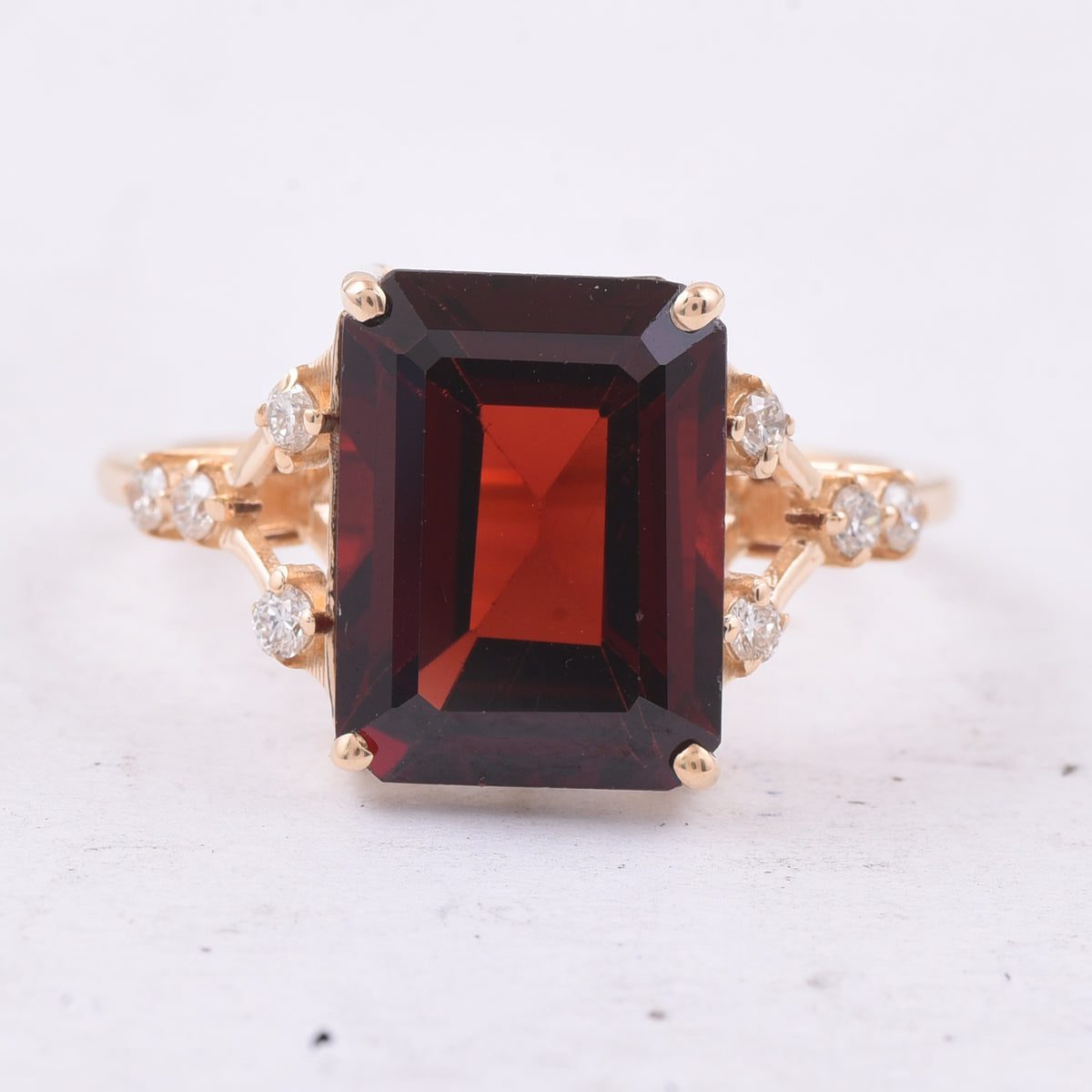 6.06 Ct Octagon Natural Garnet 14K Gold Ring
