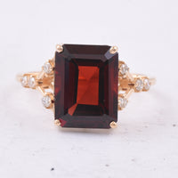 6.06 Ct Octagon Natural Garnet 14K Gold Ring