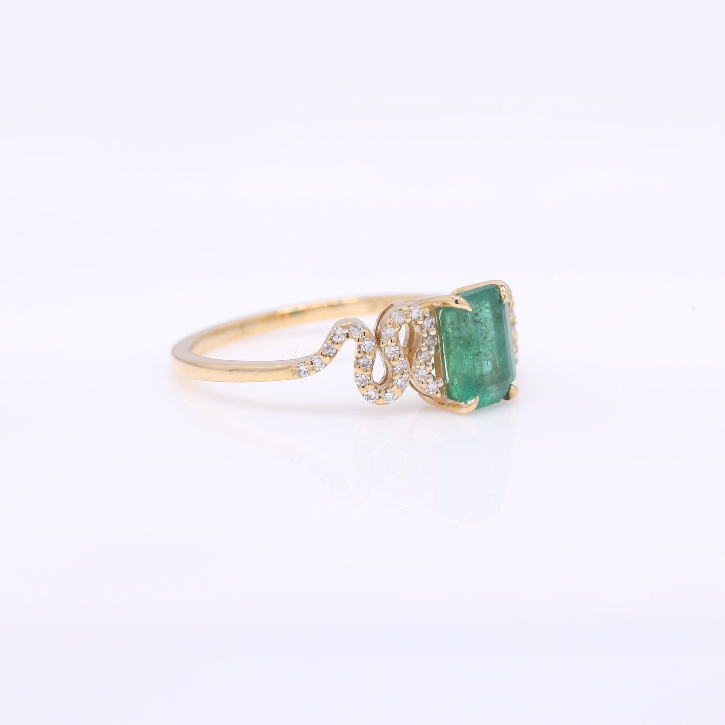 1.14 Ct Octagon Step Cut Natural Emerald 14K Gold Ring