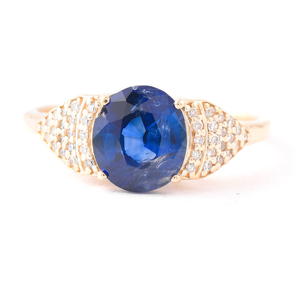 1.94 Ct Oval Mixed Cut Natural Sapphire 14K Gold Ring