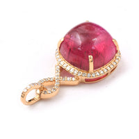 7.70 Ct Cushion Cabochon Cut Natural Rubellite 14K Gold Pendant