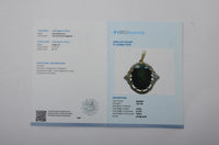 6.06 Ct Oval Mixed Cut Natural Green Sapphire 14K Gold Pendant