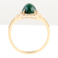 2.31 Ct Oval Cabochon Natural Beryl Emerald 14K Gold Ring