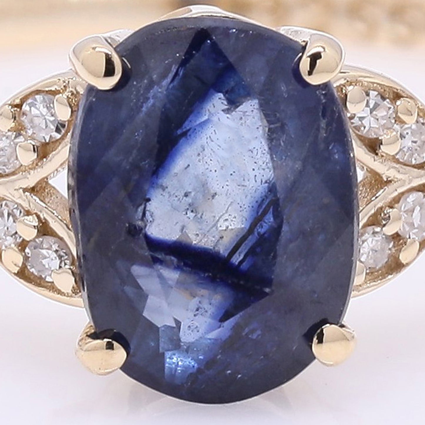 1.43 Ct Oval Mixed Cut Natural Sapphire 14K Gold Ring