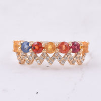 1.53 Ct Round Natural Multi-Coloured Sapphire 14K Gold Ring