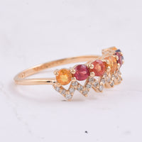 1.53 Ct Round Natural Multi-Coloured Sapphire 14K Gold Ring