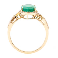2.35 Ct Oval Natural Emerald 14K Gold Ring