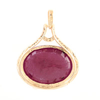 9.55 Ct Oval Mixed Cut Natural Corundum Ruby 14K Gold Pendant