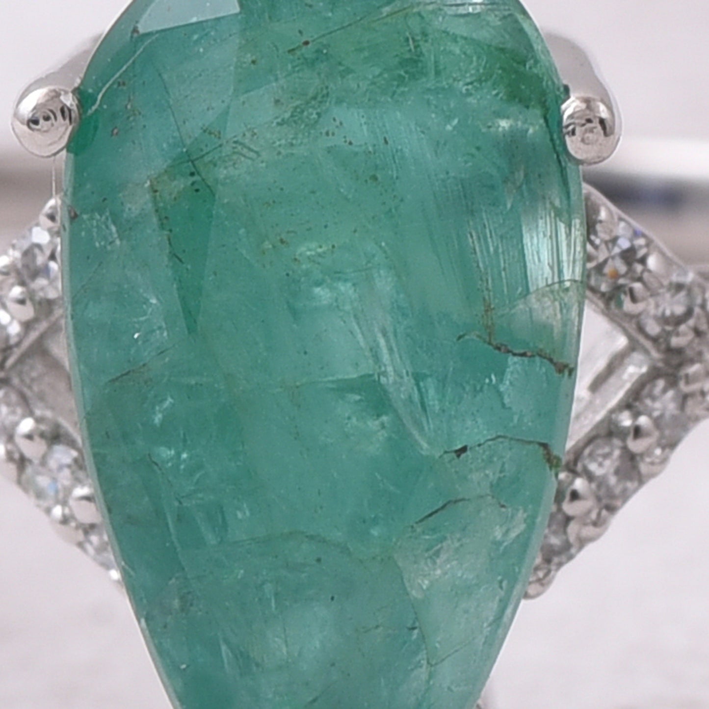 2.19 Ct Pear Mixed Cut Natural Emerald 950 Platinum Ring