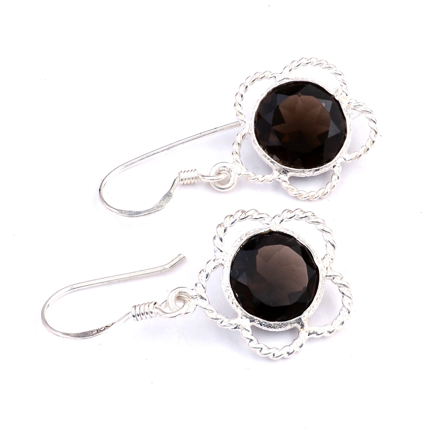 7.45 Ct Smoky Quartz 925 Sterling Silver Earrings